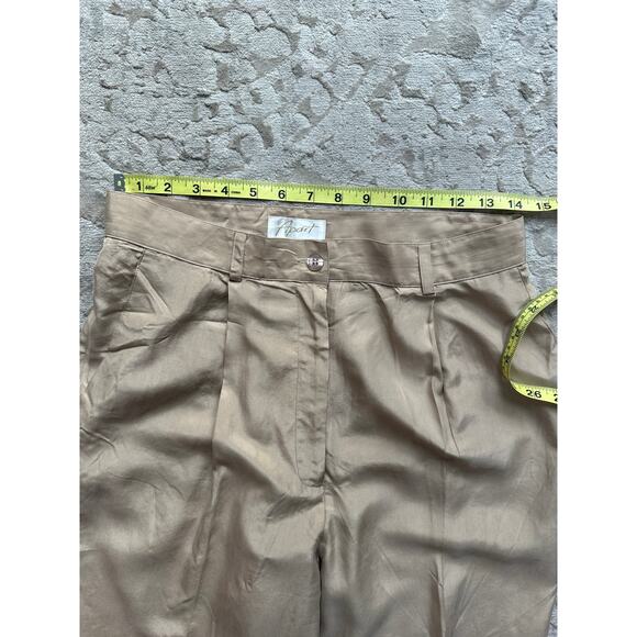 Vintage 80s/90s Apart 100% Silk 2 Piece Set Jacket & Pants Women’s Medium Beige - Picture 12 of 16